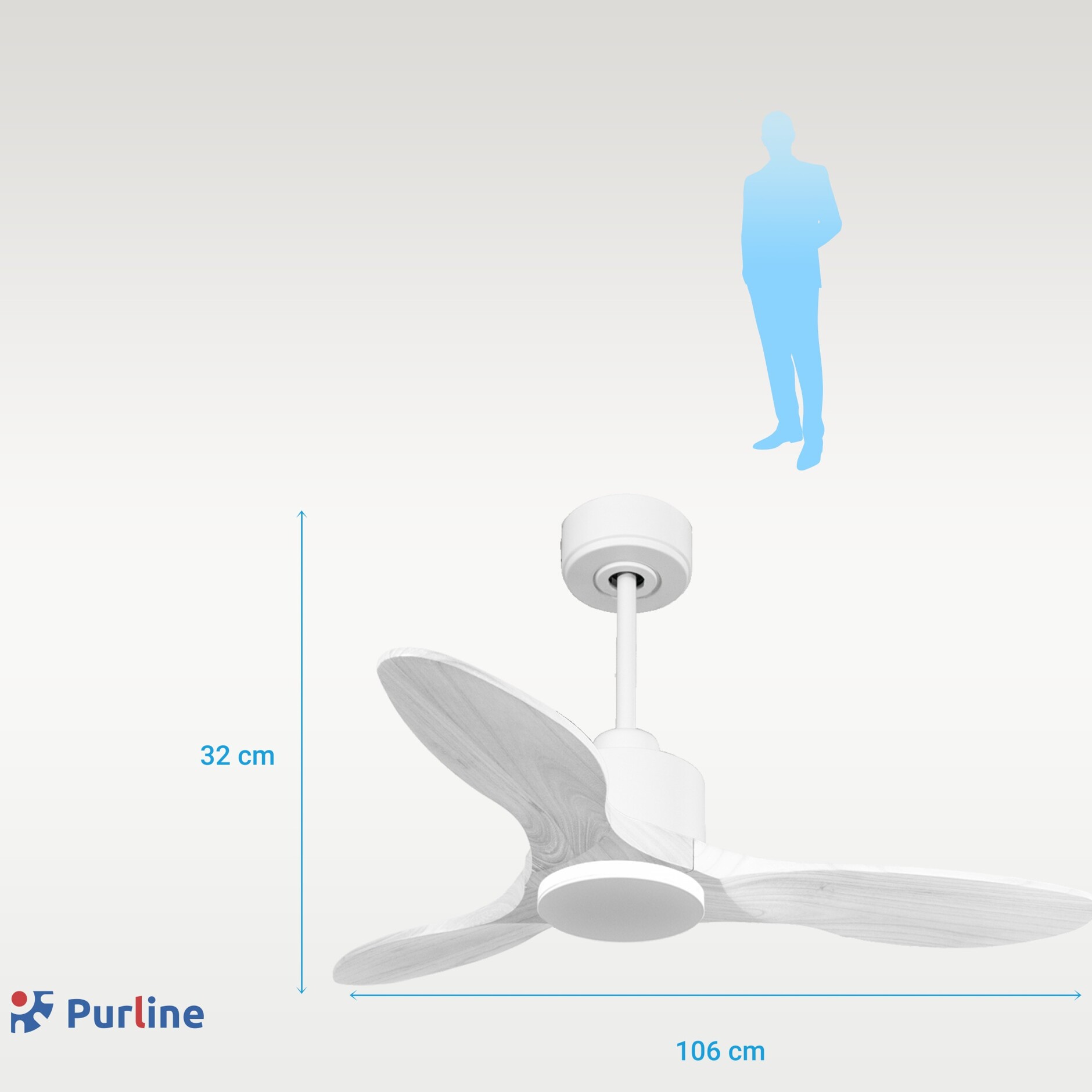 Ventilateur de plafond Réversible  Thermostat Wifi Moteur à courant continu Toits en pente Télécommande Hypersilence Mémoire Shopify Vendible (AUTOMATIQUE)