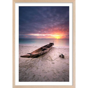 Affiche paysage zanzibar sunset Affiche + cadre en bois - Chêne