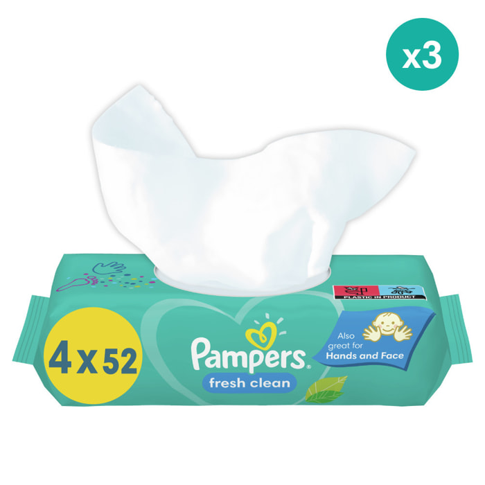 3x208 Lingettes Bébé Freshclean, Pampers