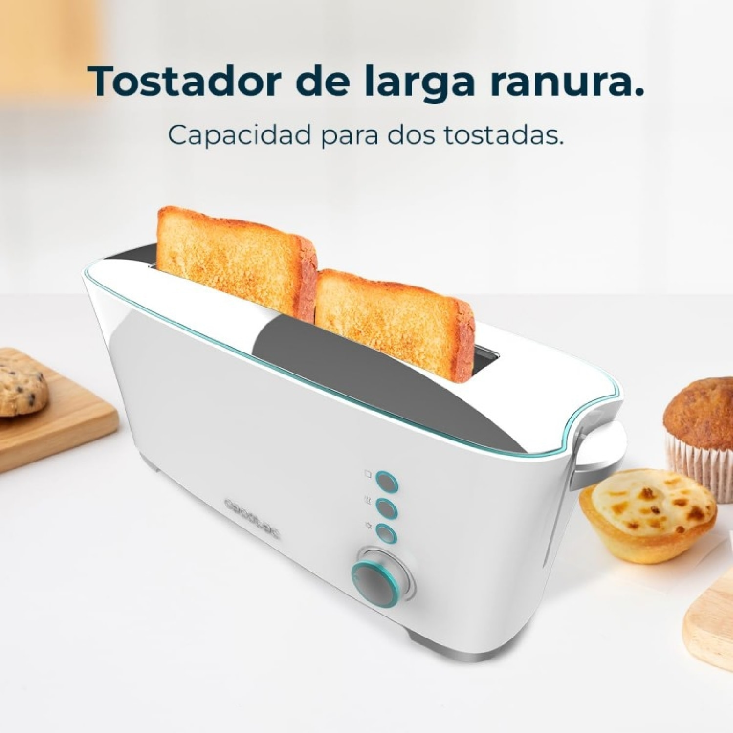 Cecotec Tostador Toast&Taste Extra W1000W de Potencia Doble ranura XL para panes