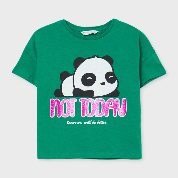 T-shirt stampa panda glitter