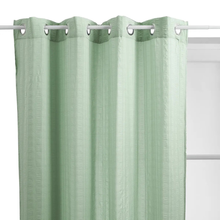 Voilage Noa motif rayures plissées140x240cm vert céladon