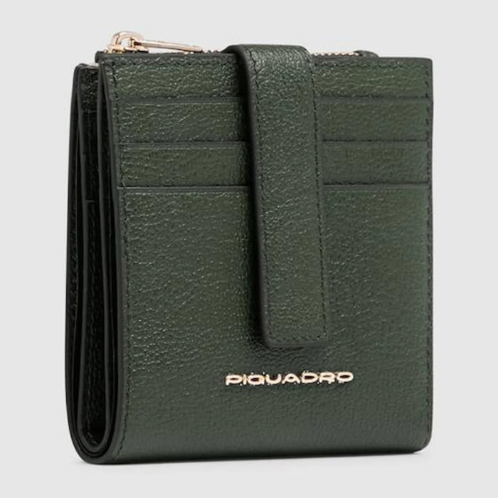 Piquadro Portacarte di credito in pelle con portamonete, schermato con protezione RFID