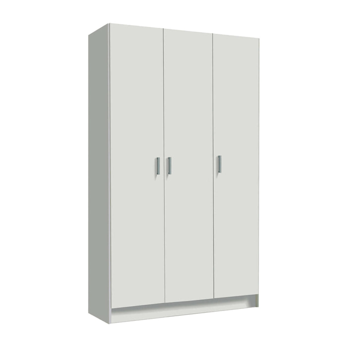 Armadio multiuso Beaumont, Mobile ausiliario a 3 ante, Guardaroba portascarpe, Guardaroba portascope, cm 109x37h180, Bianco