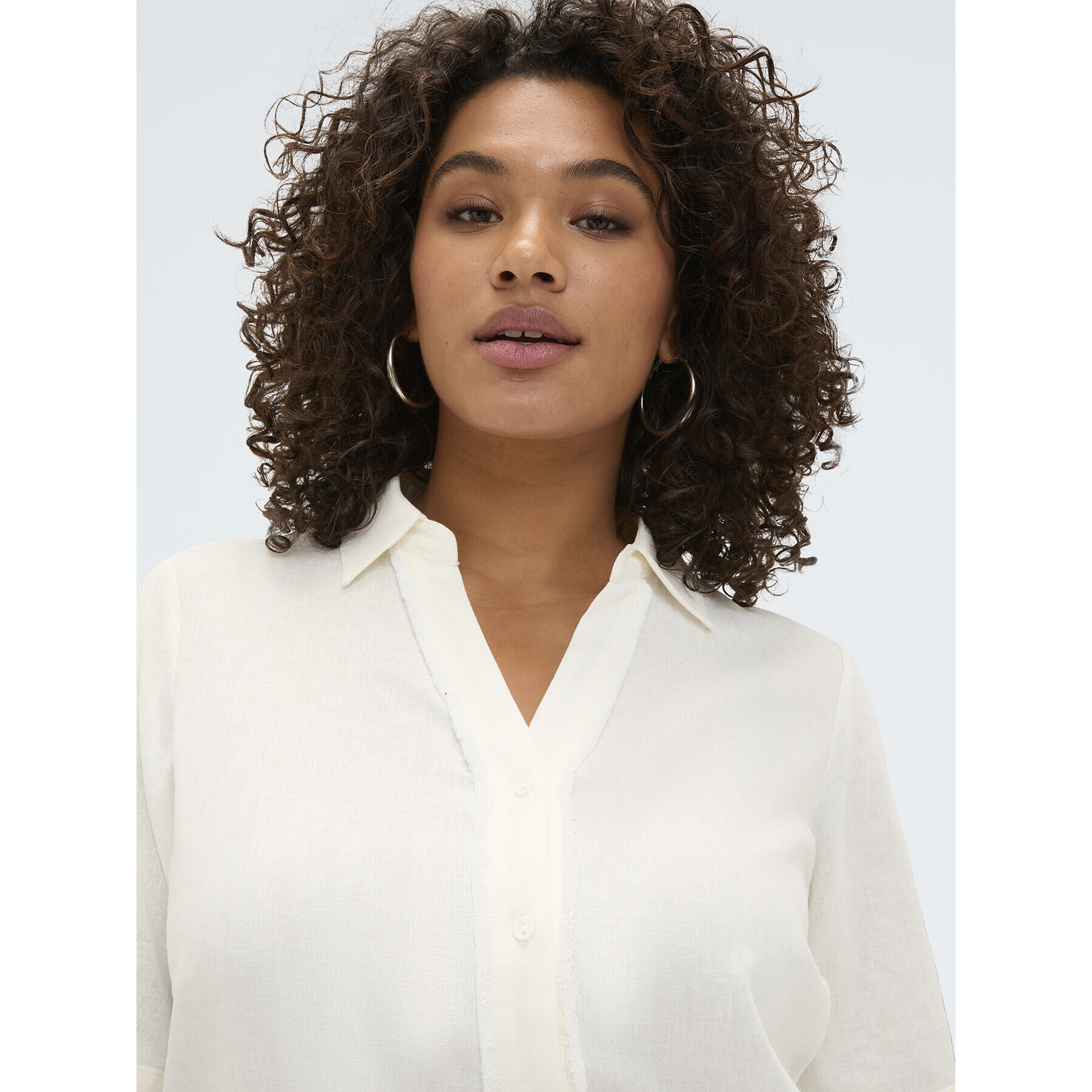 Fiorella Rubino - Camisa boxy en mezcla de lino y viscosa - Blanco