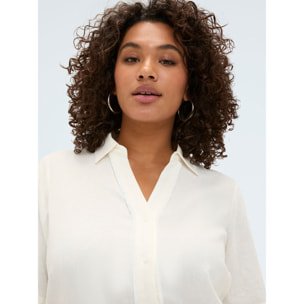 Fiorella Rubino - Camisa boxy en mezcla de lino y viscosa - Blanco