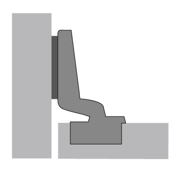 Charnière HETTICH 110° Intermat 9943 rentrant - Base -3,5 mm - TH 42 pour porte de 15 à 25mm - À visser - 48052