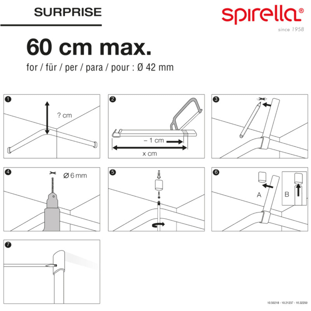 Barre support de plafond pour barre modèle Surprise Finition brillante Spirella