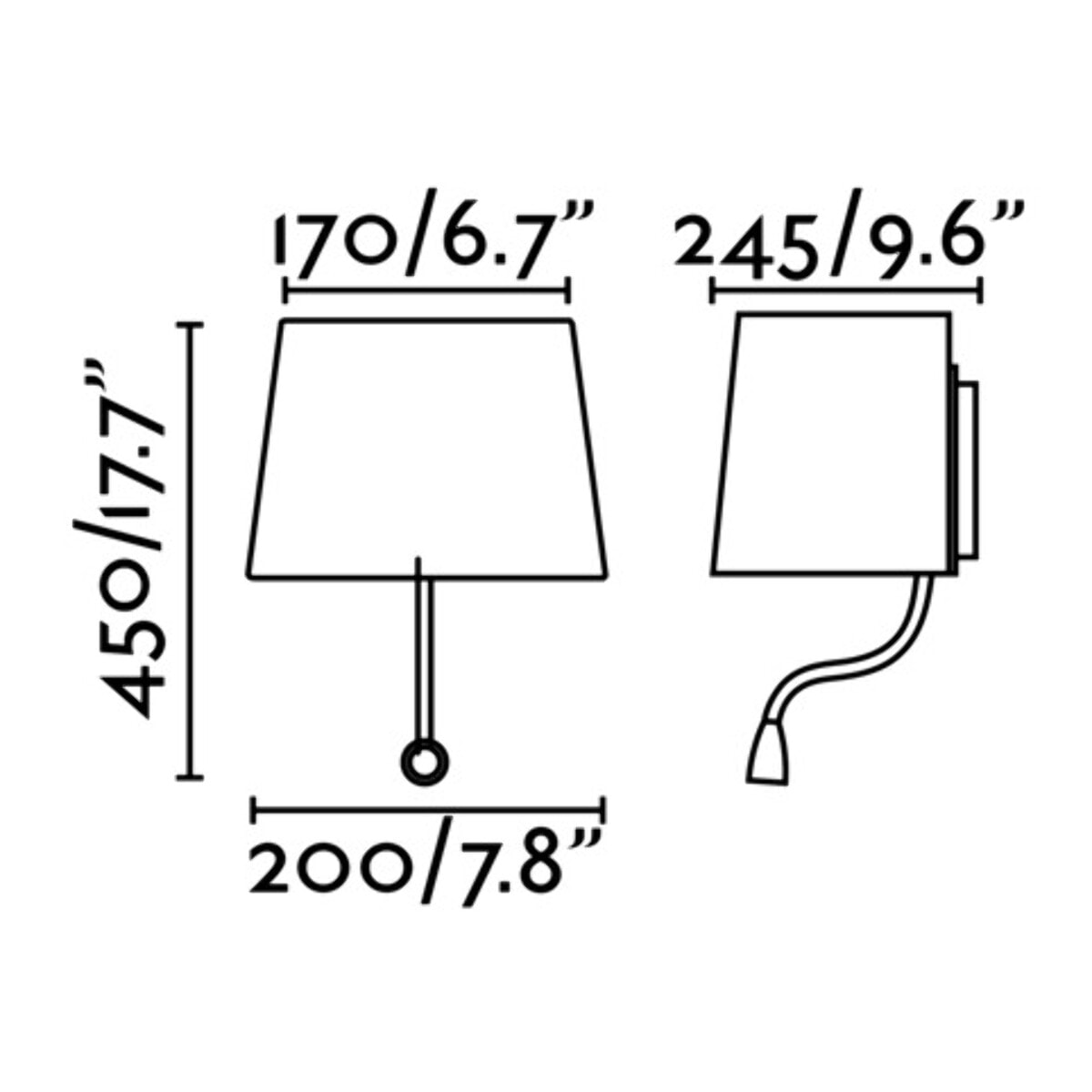 SWEET Lampe applique noir avec liseuse