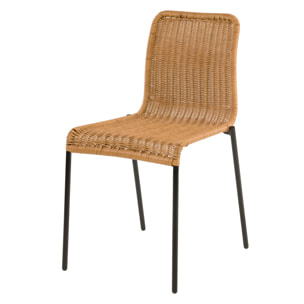 Table et chaises de jardin 8 personnes, bois, résine tressée naturelle - Tunga