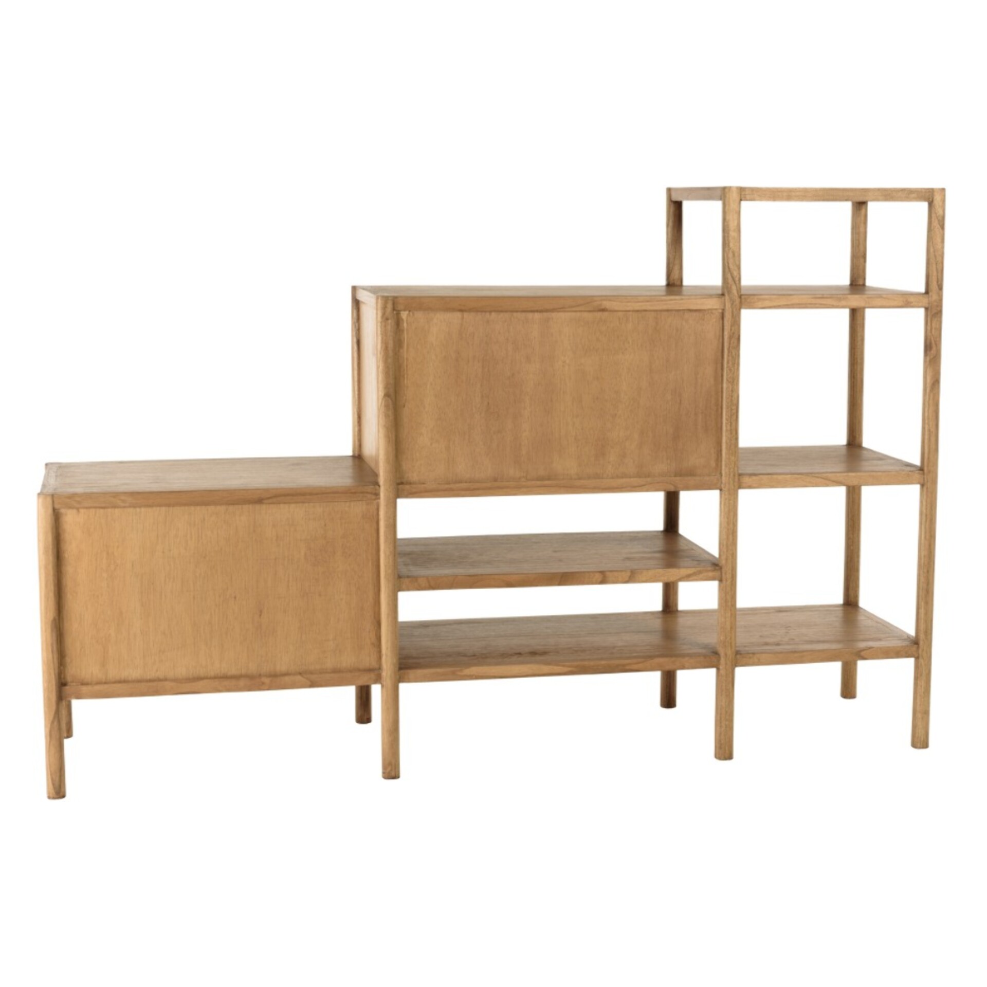 AMY - Bibliothèque en escalier en bois de mindi et rotin naturel AMY