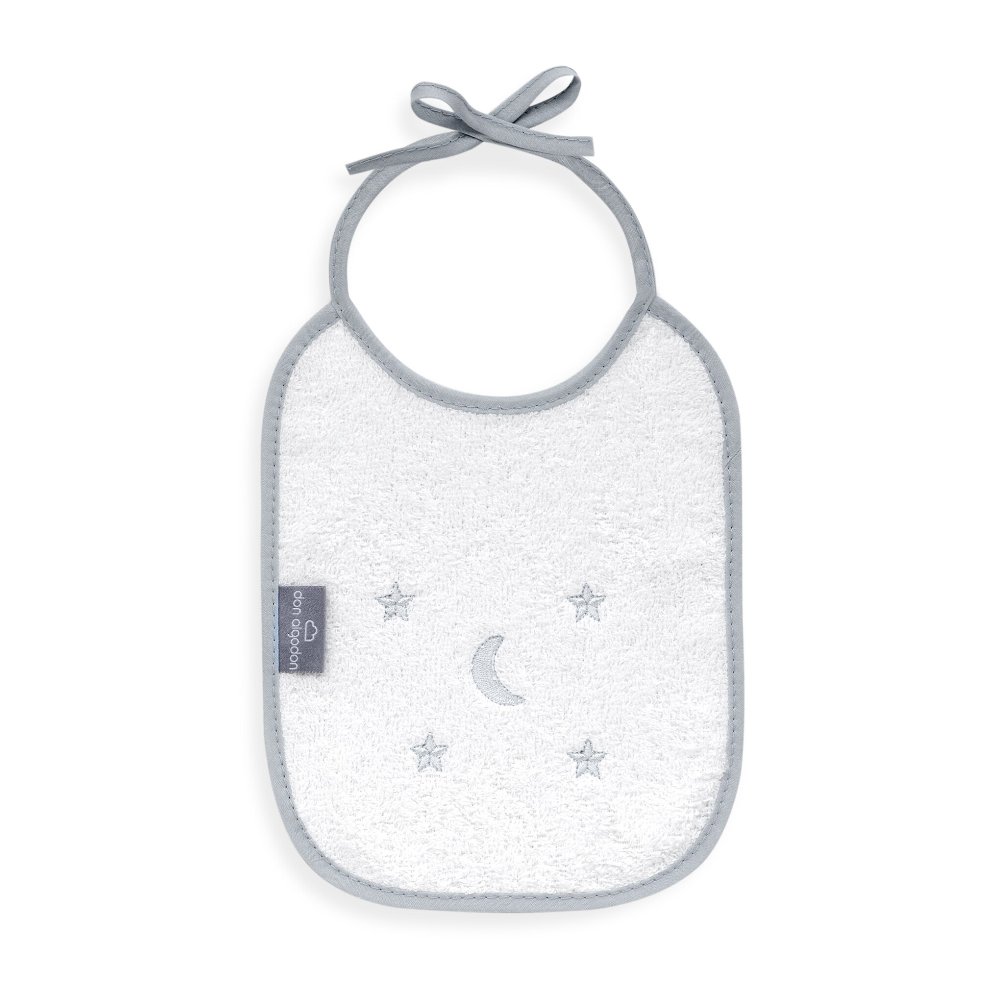 Pack 2 Baberos Don Algodon 20X25 Modelo Estrellas Luna Bco/Gris