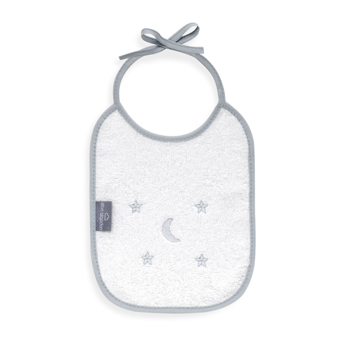 Pack 2 Baberos Don Algodon 20X25 Modelo Estrellas Luna Bco/Gris