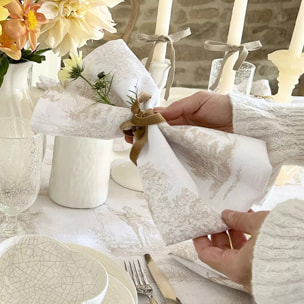 Serviette pur lin 165 g/m² imprimé beige Poesie naturel