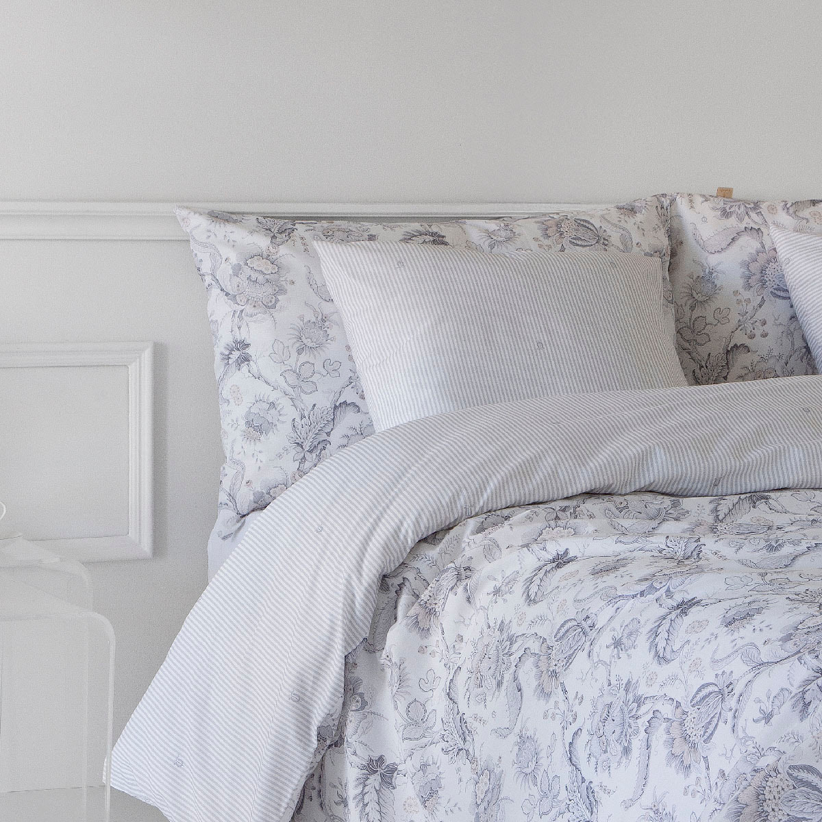 2 Fundas de almohada 50x50 cm gris ZAIDIN - 100% algodón -