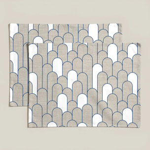 Lot de 2 sets de table individuels résinés 0120-138 100% coton 45x35 cm