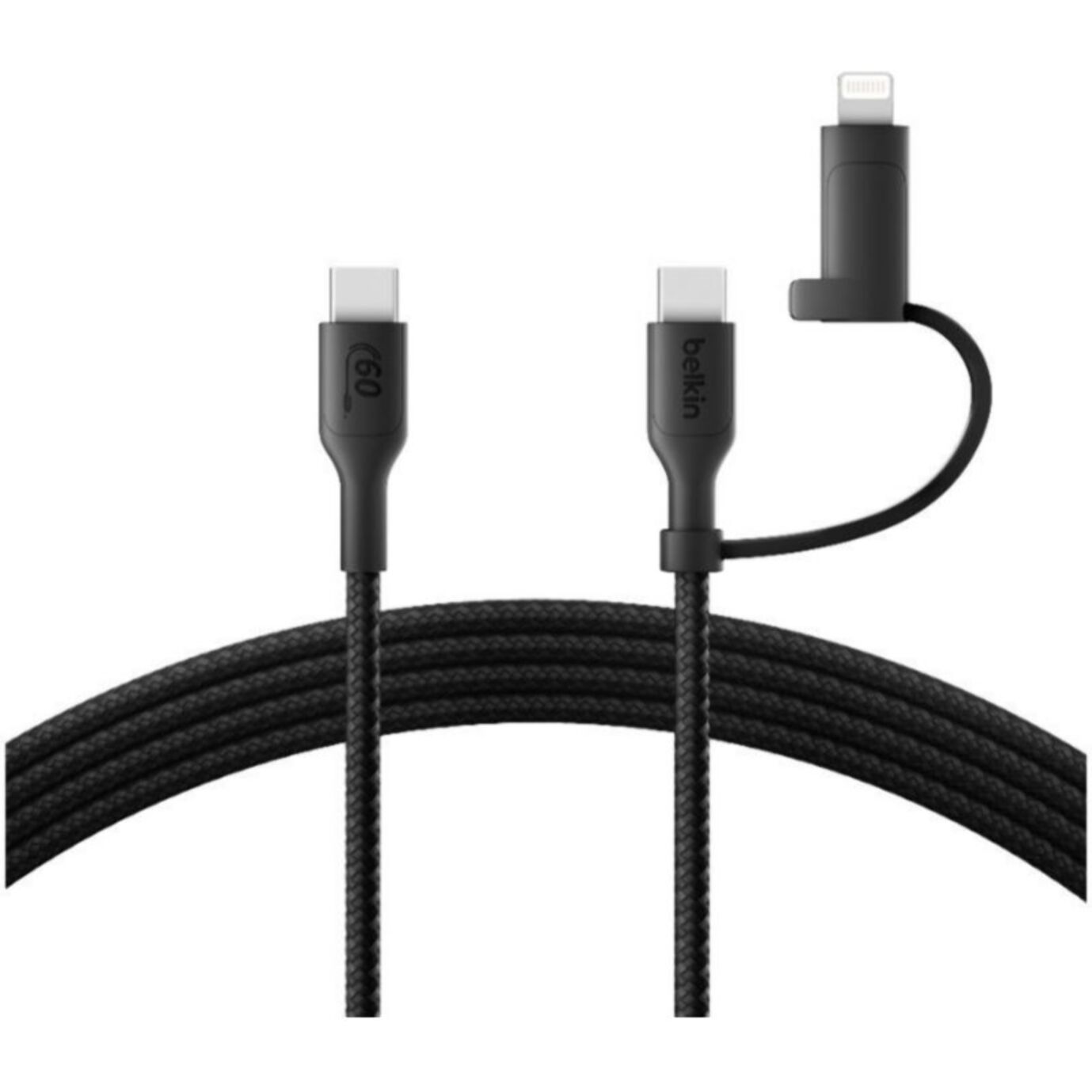 Adaptateur USB BELKIN 2-en-1 USB-C et Lightning 1m50 noi