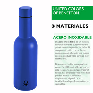 Botella de agua 550ml, azul, United colors of Benetton