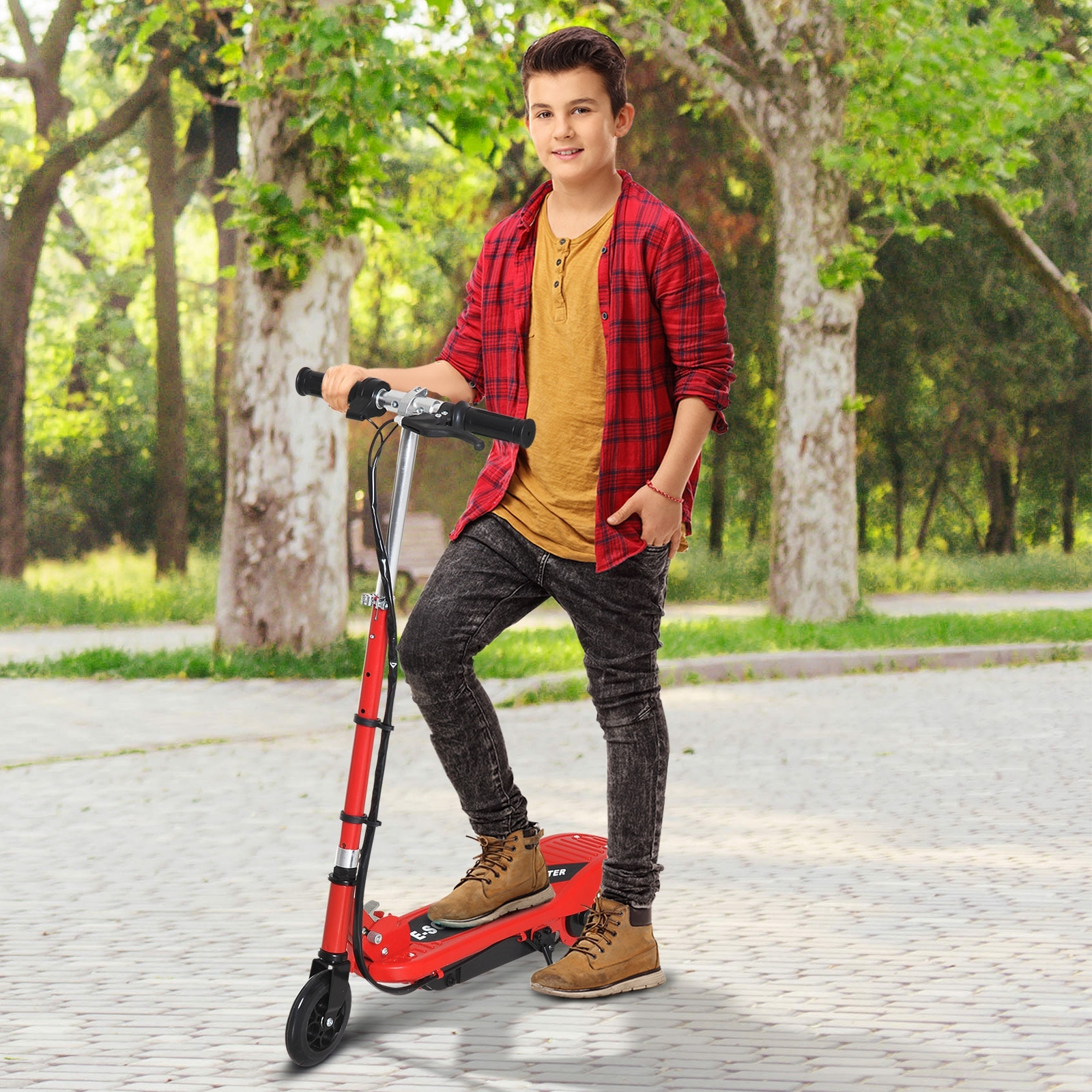 Patinete Eléctrico Plegable Acero PP 74x36x73-91cm Rojo