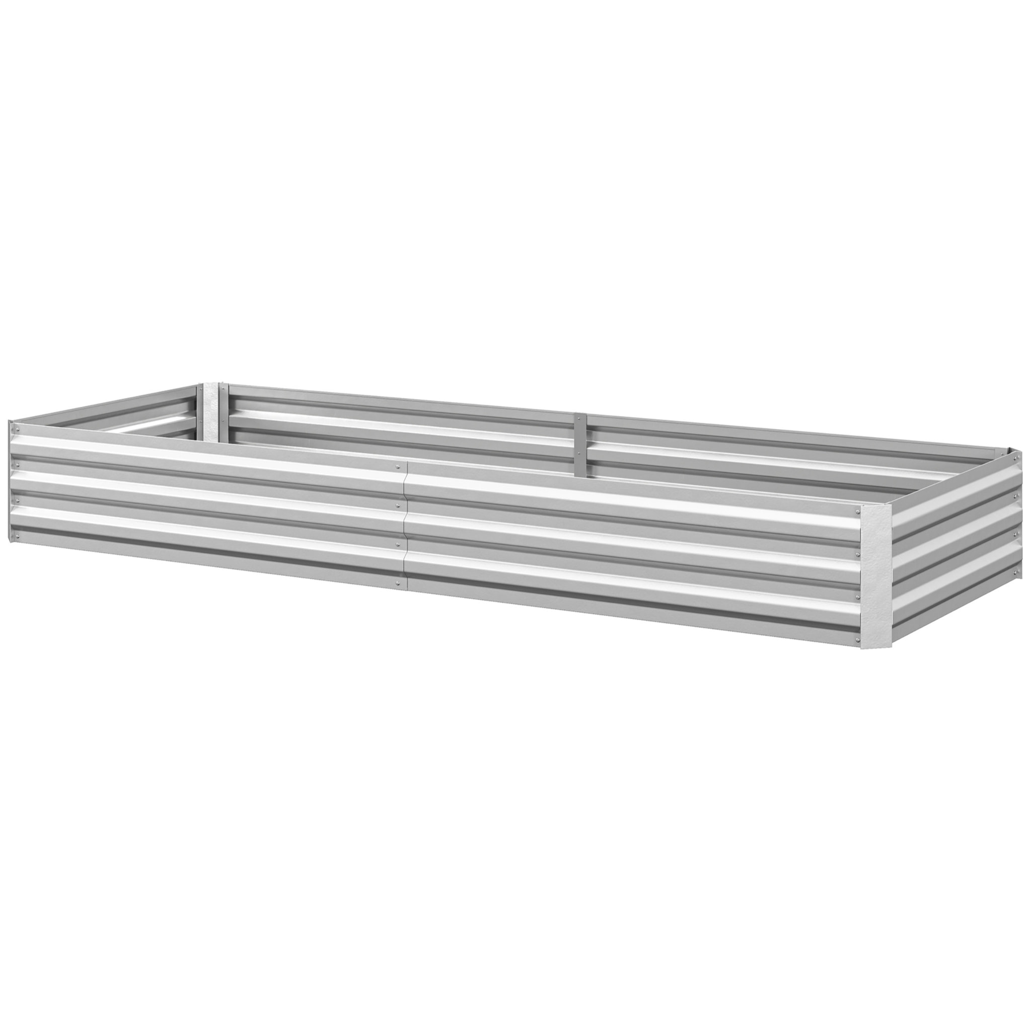 Carré potager de jardin dim. 241L x 90l x 30H cm tôle d'acier ondulée argentée