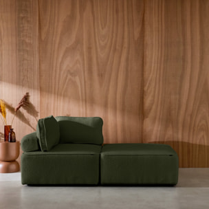 Lot de 2 chauffeuses pour canapé modulable tissu bouclette kaki 1 place Bao. L 90 x P 90 x H 74cm