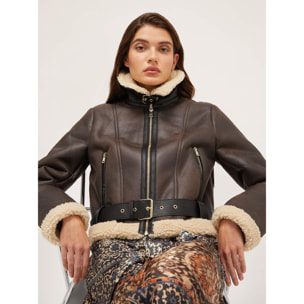 Motivi - Chaqueta efecto borrego - Marrón