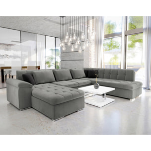 Chuck - canapé panoramique XXL - convertible avec coffre - 7 places - droit - Gris