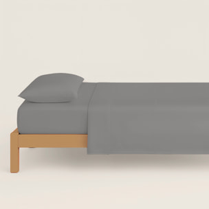 Naturals - Funda Nórdica Lisa - Cierre con botones - 100% Algodón - Incluye 1/2 Fundas de Almohada - Gris