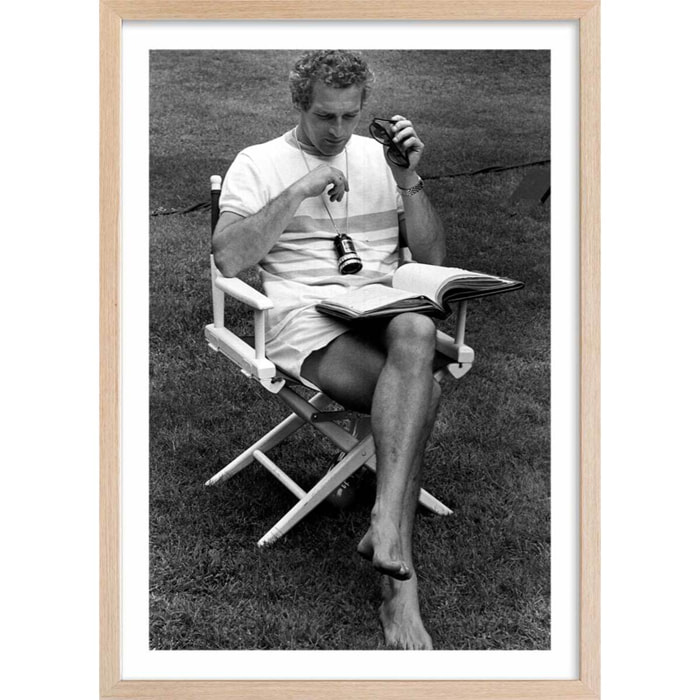 Affiche acteur célèbre Paul Newman, 1970 Affiche + cadre en bois - Chêne