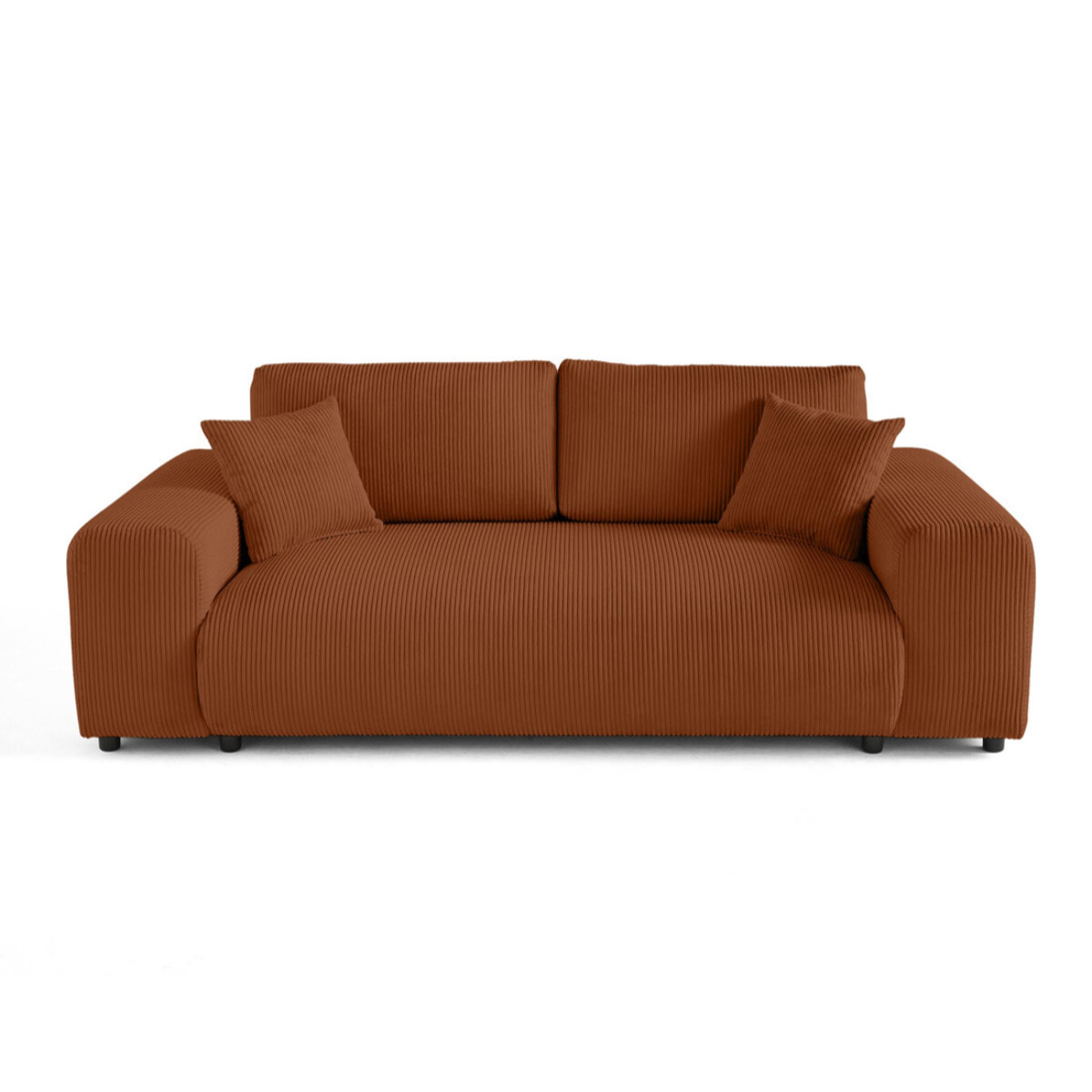 Garance - canapé droit 3 places - en velours côtelé - Terracotta