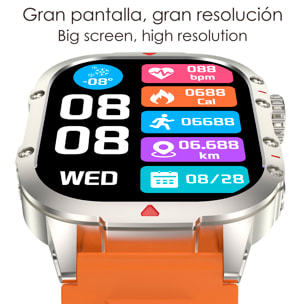 Smartwatch B04 con chiamate BT, notifiche push. Monitor sportivo e della salute. Corona multifunzione.