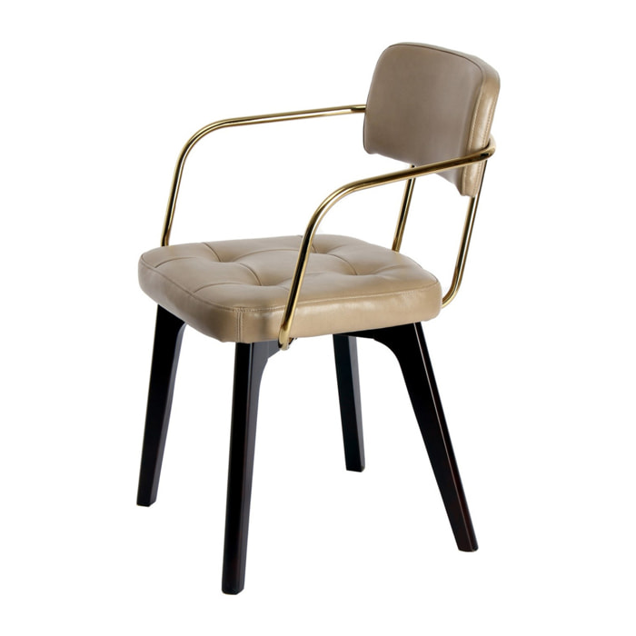 Sedia di design Manchester in ecopelle crema e oro