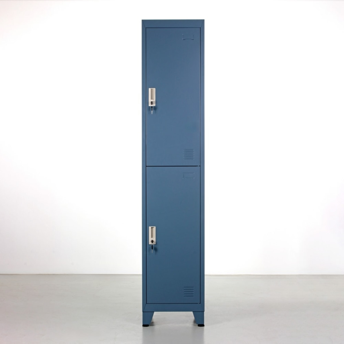 Armadietto in metallo 2 ante blu con ripiani