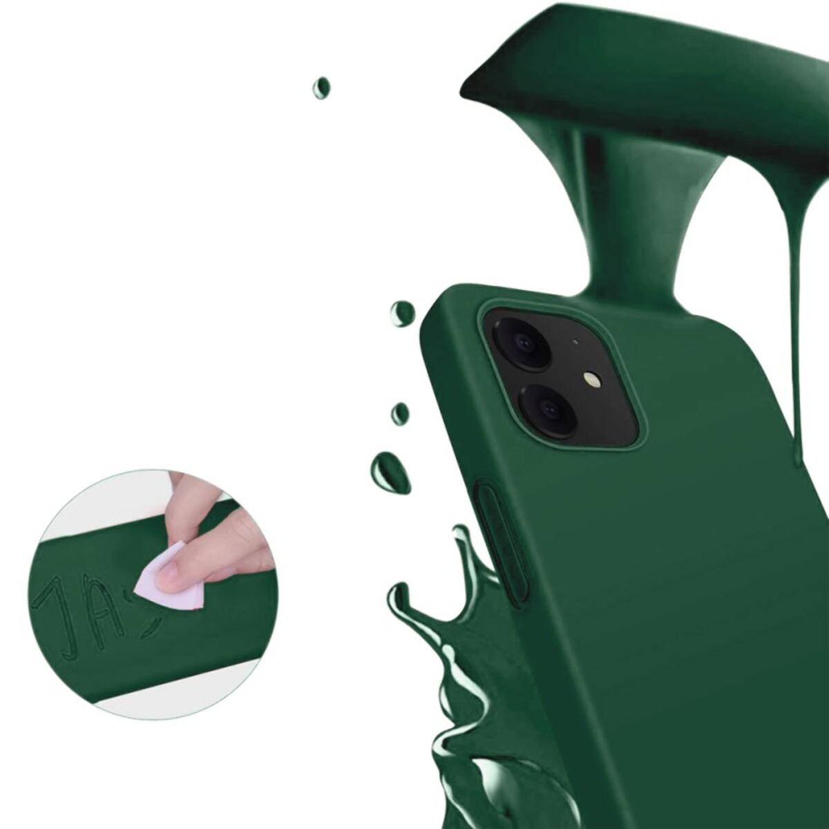 Coque iPhone 12/12 Pro Silicone liquide Vert Foret + 2 Vitres en Verre trempé Protection écran Antichocs