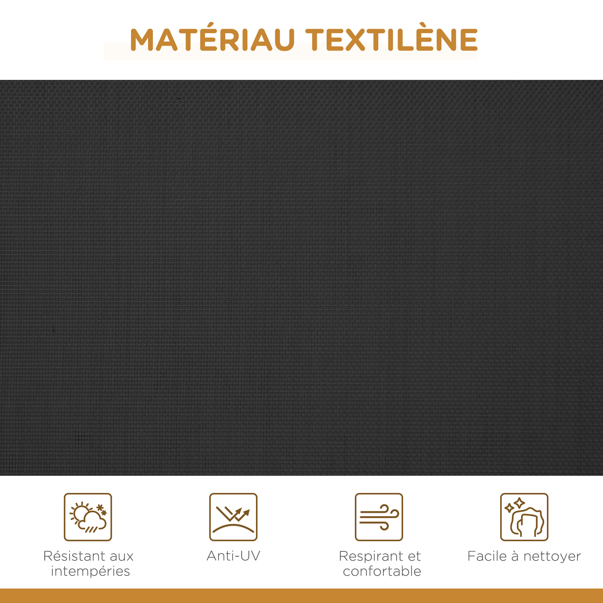 Balancelle de jardin 3 places grand confort toit inclinaison réglable assise et dossier ergonomique acier époxy textilène noir