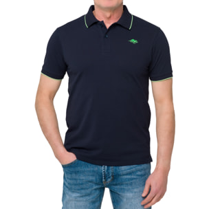 Polo con righine MAREEBA cotone piquet Blu navy