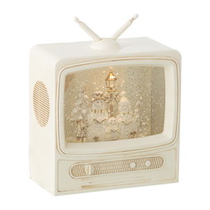 J-Line décoration Boule De Neige Television - plastique - blanc