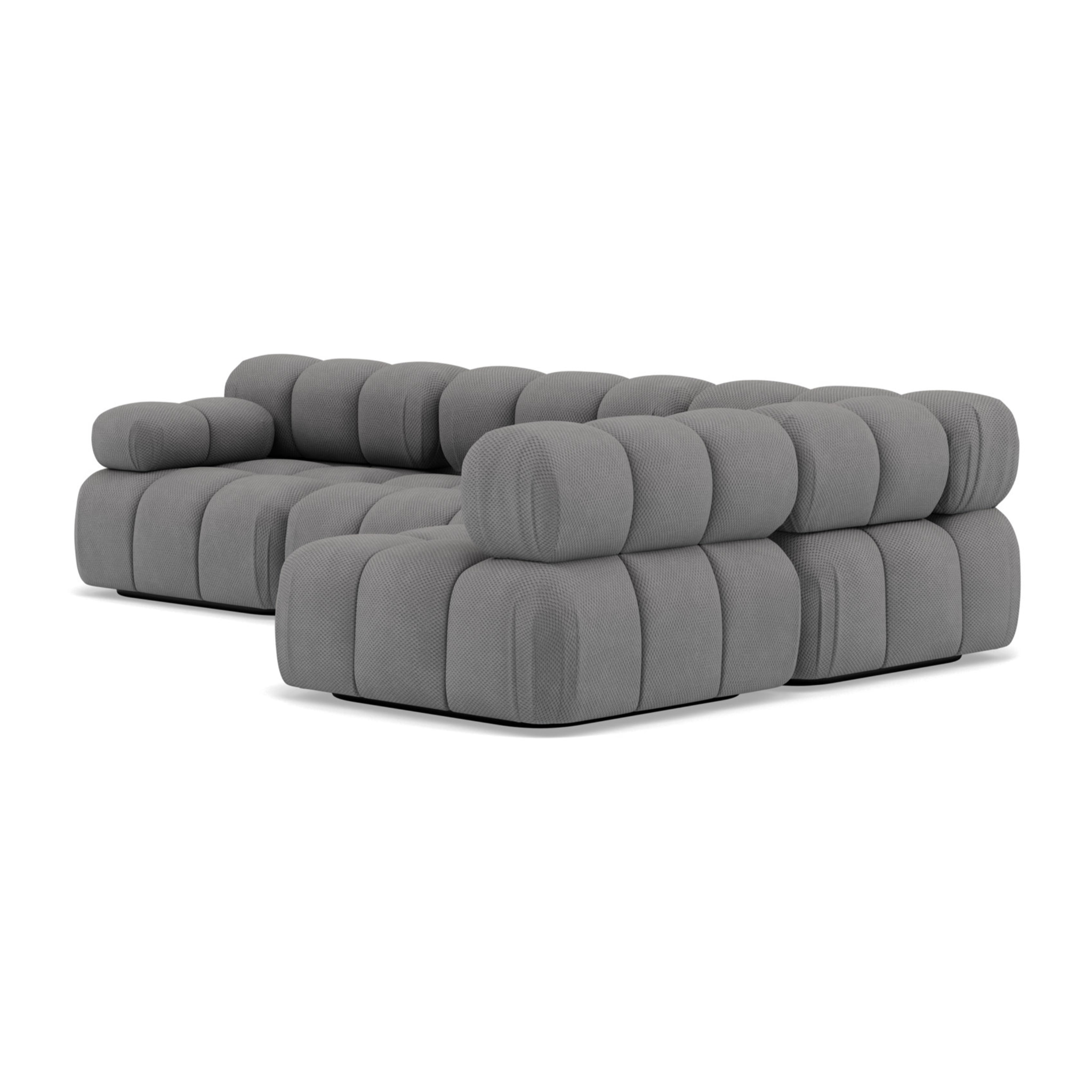 Ruby - canapé modulable d'angle droit 5 places en velours texturé - Gris