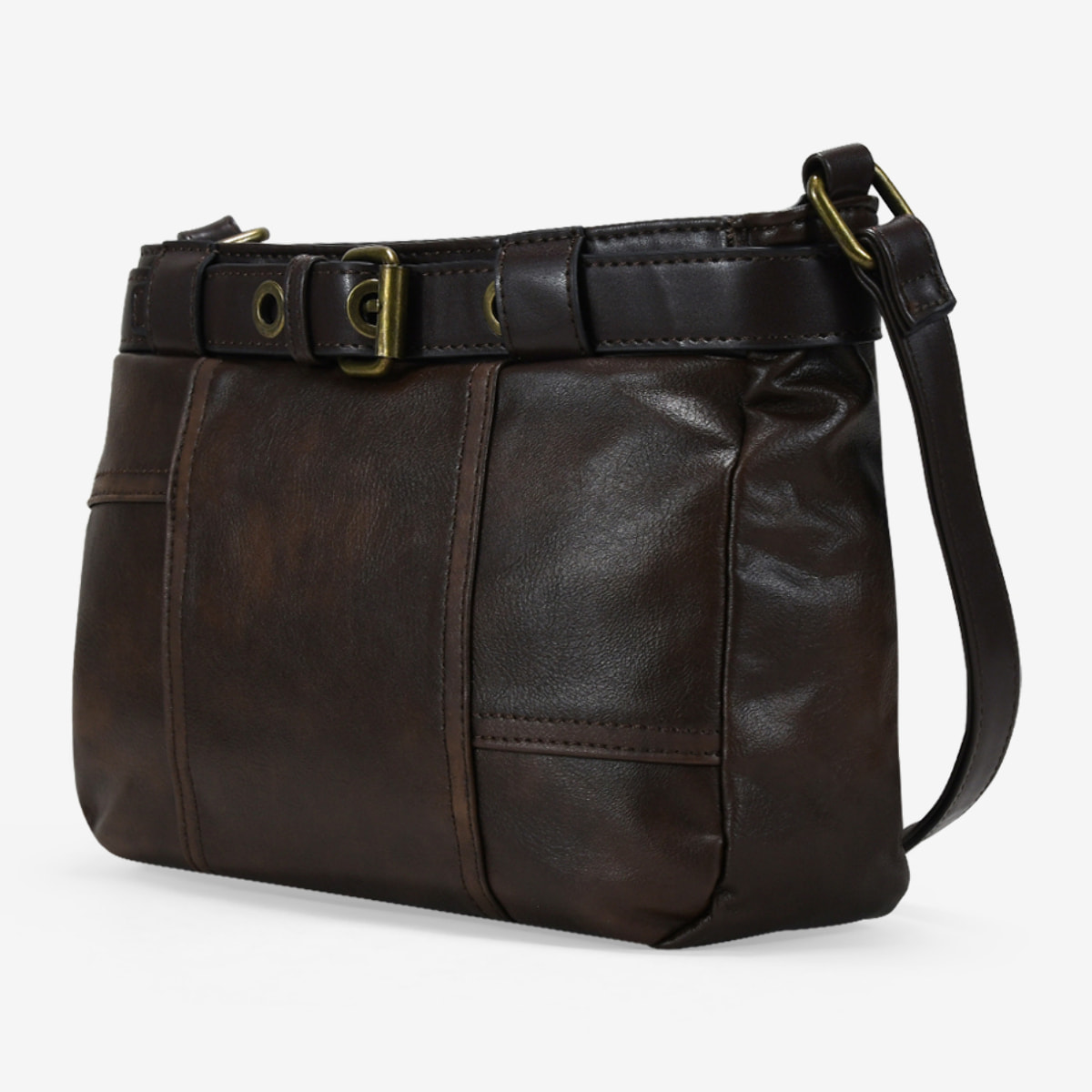 Bolso bandolera marrón vintage con cinturón