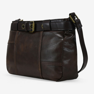 Bolso bandolera marrón vintage con cinturón