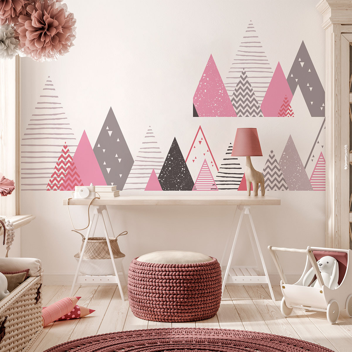 Stickers muraux enfants - Décoration chambre bébé - Autocollant Sticker mural géant enfant montagnes scandinaves DORCHKA