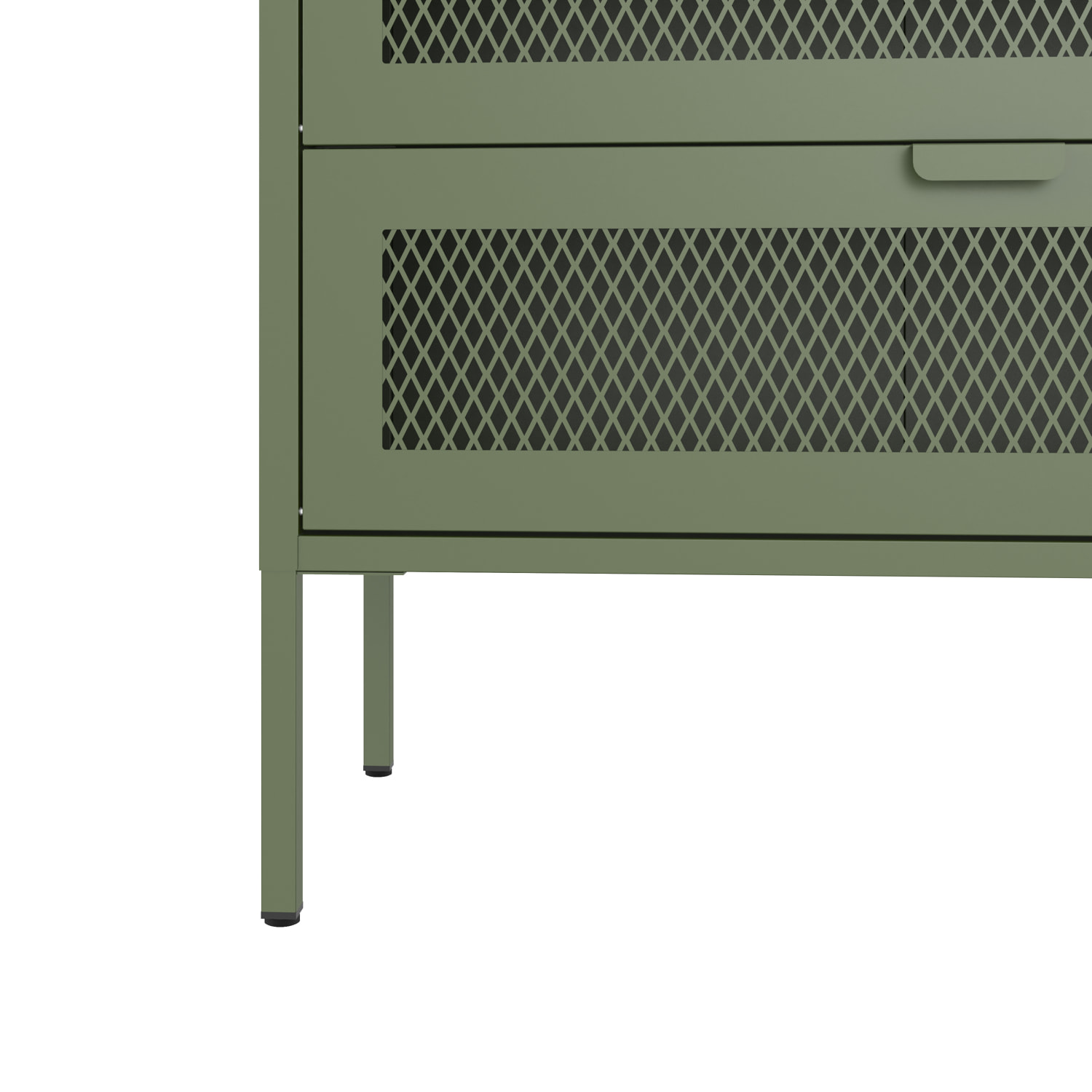 Meuble à chaussures 4 portes en métal vert kaki EMMA