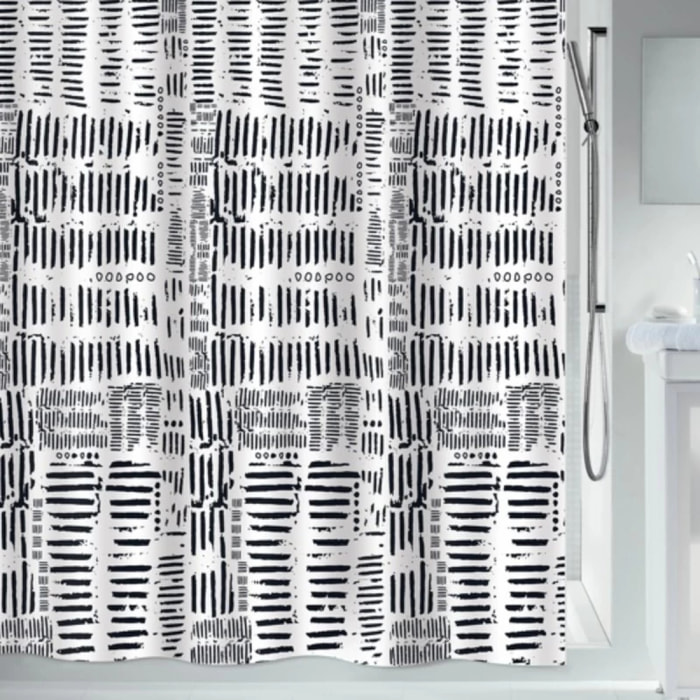 Rideau de douche Polyester CONNECTION 180x200cm Noir & Blanc Spirella