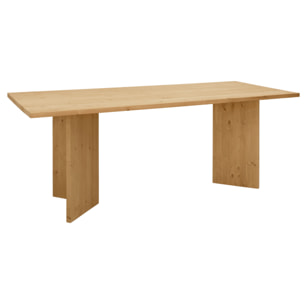 Table de salle à manger en bois massif en ton chêne moyen en différentes tailles