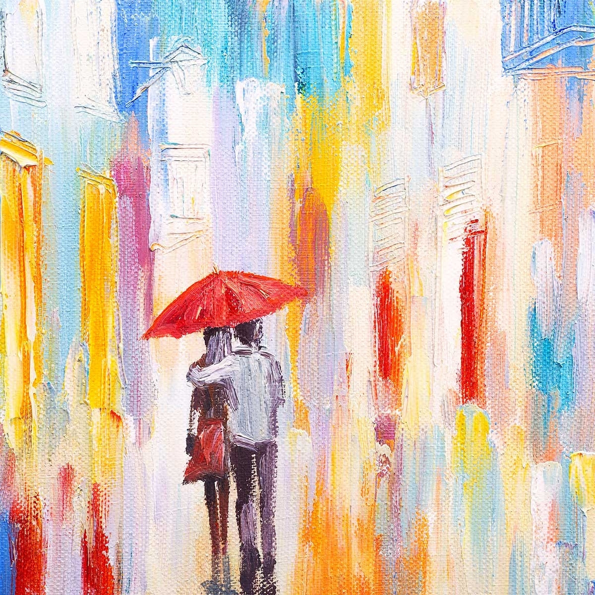 Affiche parapluie rouge Affiche sous cadre noir