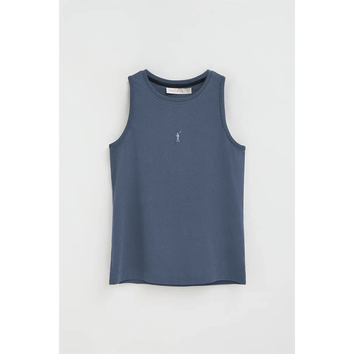 Camiseta sin mangas azul denim de corte slim con bordado Rigby Go