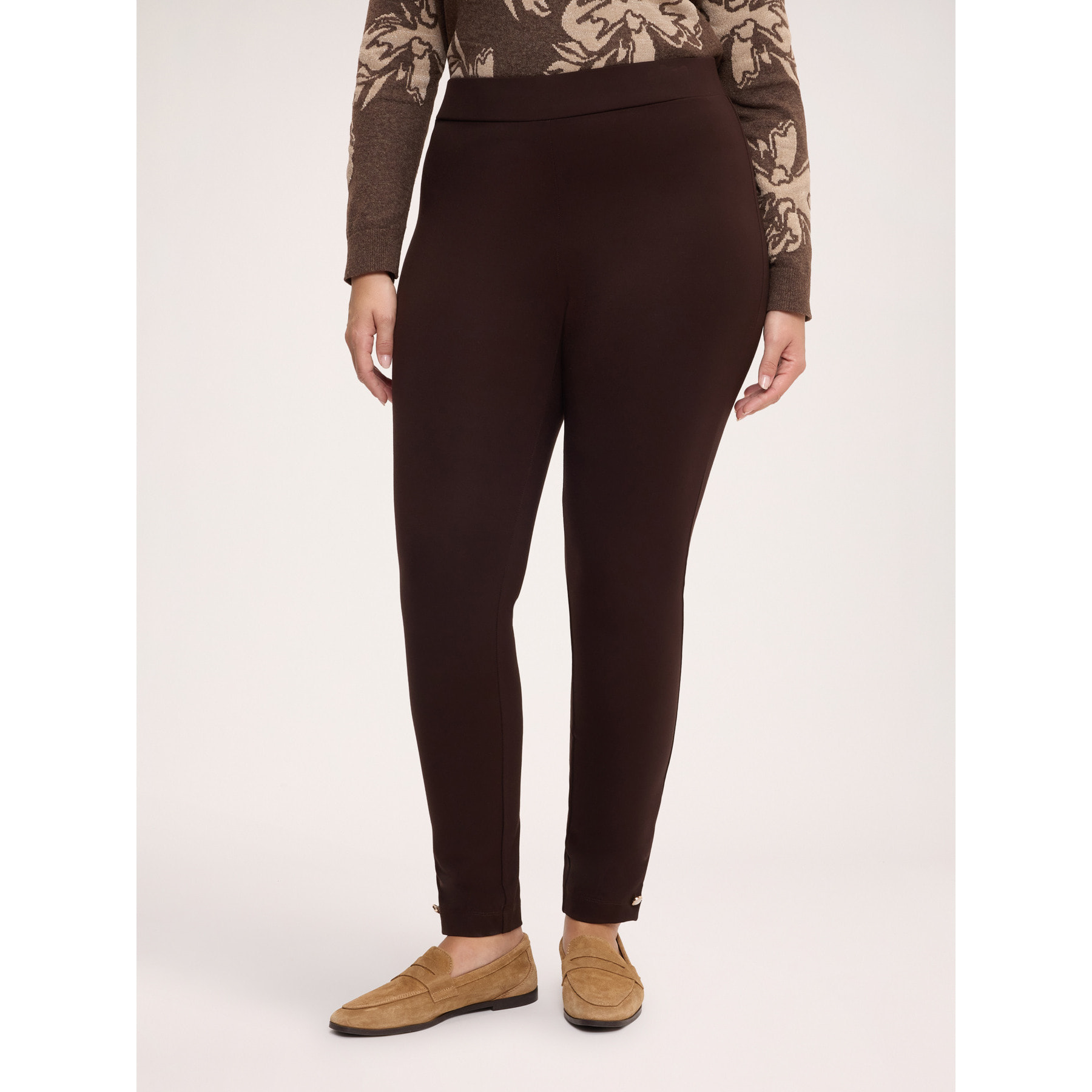 Fiorella Rubino - Pantaloni Leggings in Punto Milano - Marrone