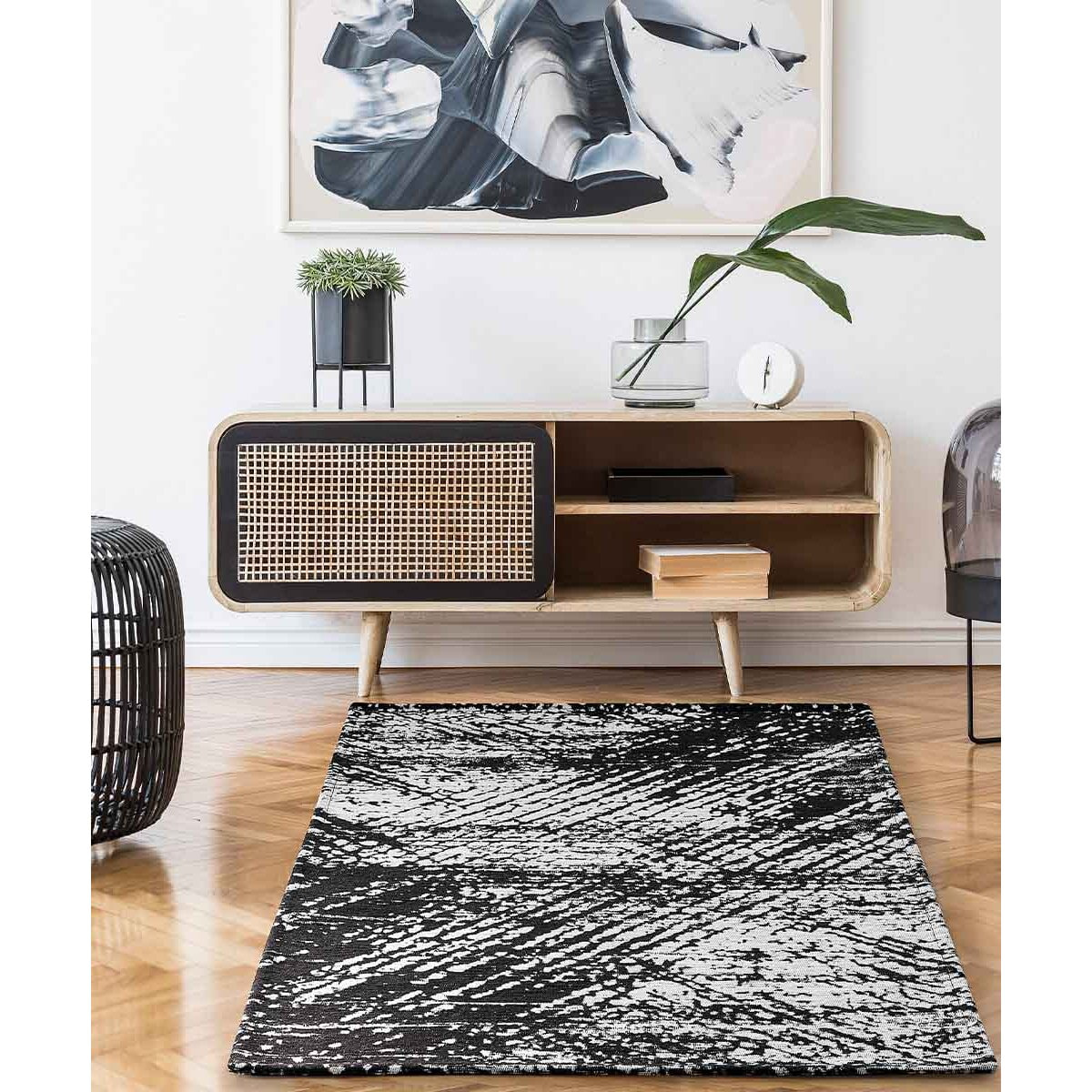 Passatoia Disegno Astratto Nero