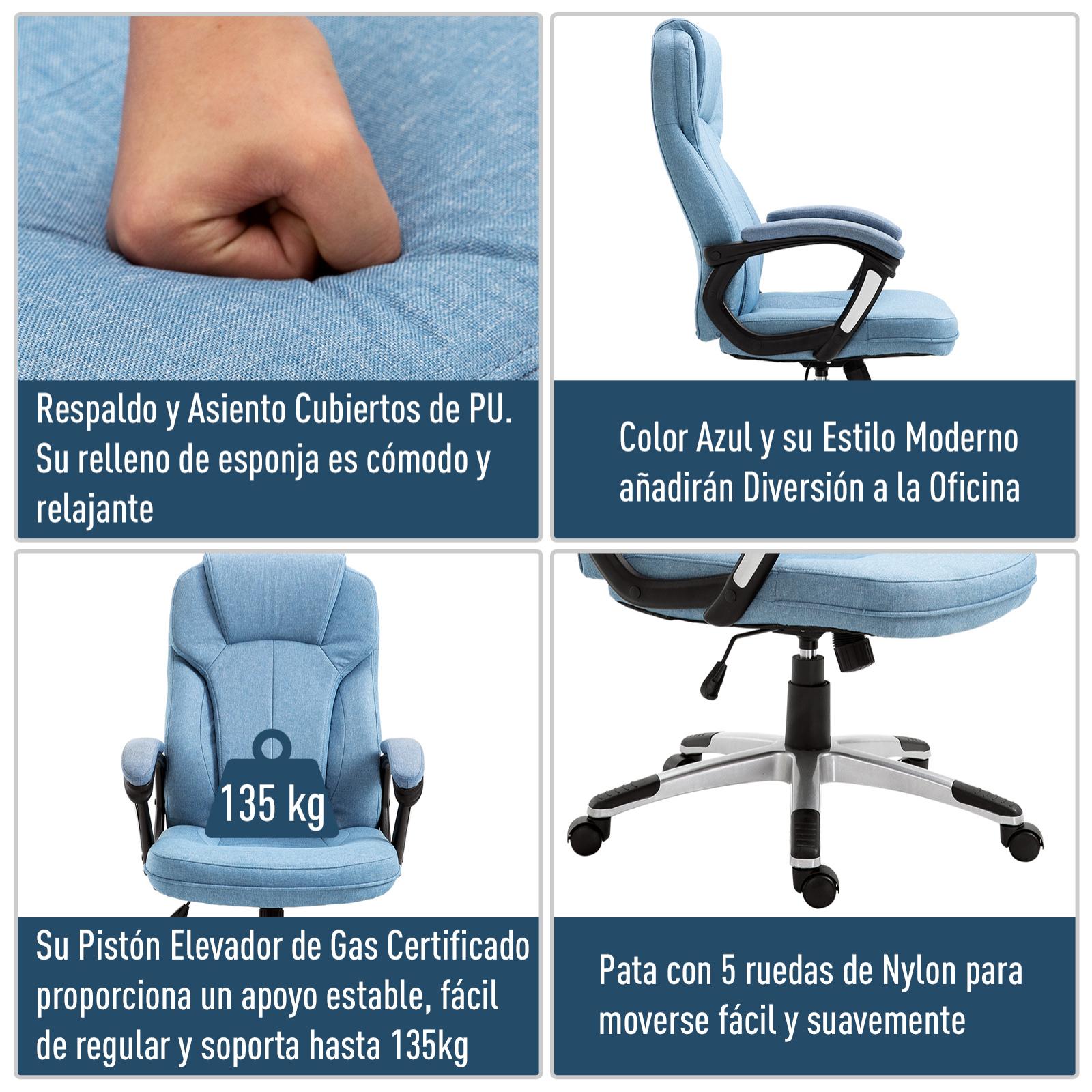 Silla de Oficina Altura Ajustable 66x75 cm Azul Claro