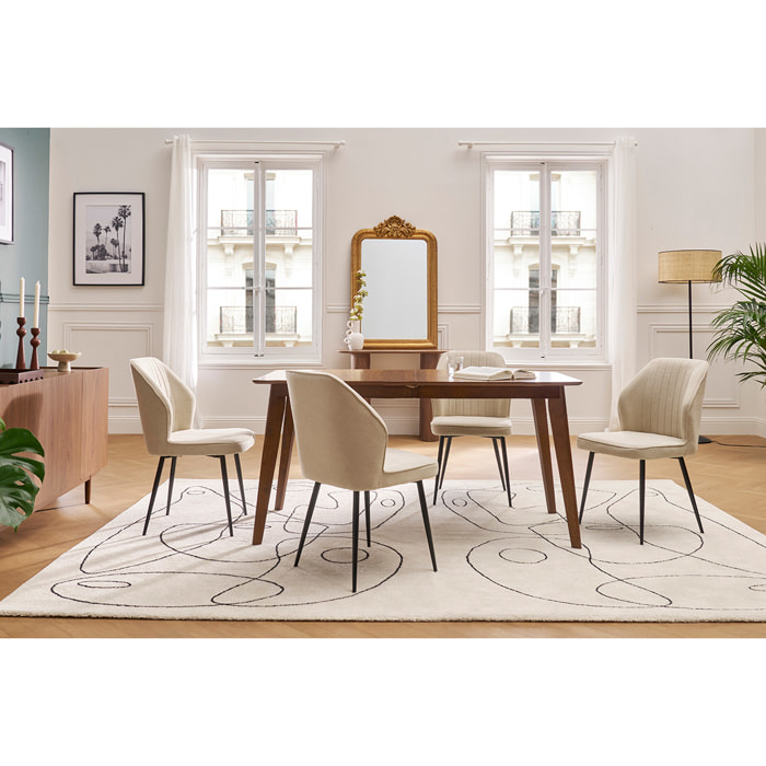 Chaises design en tissu effet velours jaune moutarde et métal noir (lot de 2) FANETTE